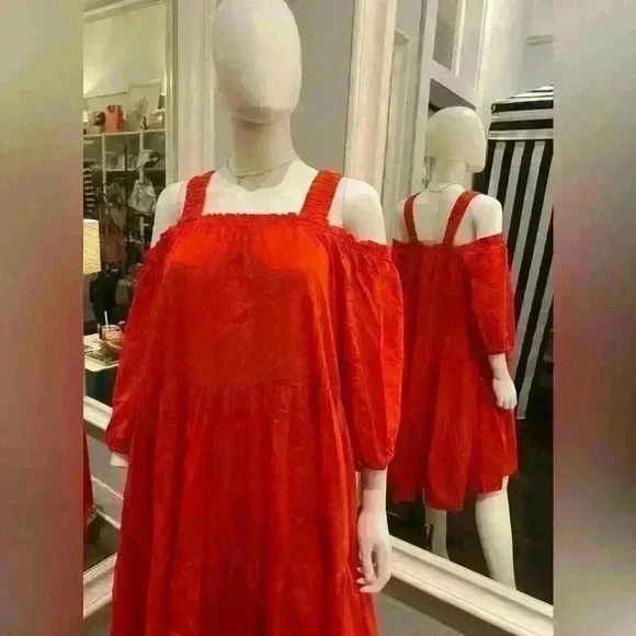 H&M | US 6 | Burnt Orange Off Shoulder Bohemian Dress, Knee Length - Picture 1 of 8